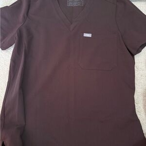 Figs V-Neck Brown Scrubs Shirt
